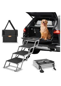 Escalier pour animaux de compagnie pour vehicules, rampe large pour chien a 4 marches, marchepied pliable en aluminium avec revetement antiderapant,