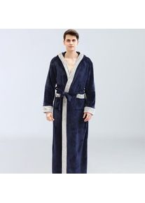 Ikodm - Peignoir de Bain pour Homme Robe de Chambre avec Capuche, Peignoir Homme en Microfibre Long Hiver Chaud, Luxe et Doux Peignoir - Marine l