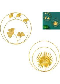 Forehill - Lampe en métal de style nordique luxe ins décoration murale pendentif feuille de ginkgo double ronde + feuille de palmier double ronde