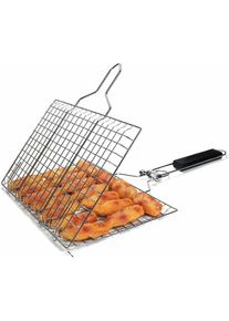 Forehill - Griller Panier avec Poignée en Bois, Pliable Panier Grille pour Barbecue Portable, Grill Poisson Panier Clip, Clip Panier Barbecue, avec