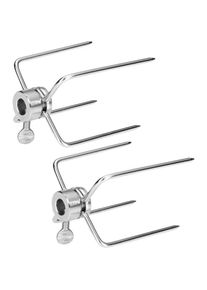 Toolive - Chromé Fourchette Viande Aiguilles pour Le Barbecue Brochettes à accrocher avec vis de pour Rôtisserie Broche, Lot de 2