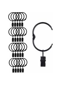 Forehill - 20 pcs Spot Métal Rideau De Douche Rideau Clip Anneau Romain Clip Anneau Suspendu Noir 3.8 cm