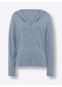 Heine Dames Gebreid vest met capuchon in bleu gemêleerd ,maat 34, Witt, 50% Viscose, 28% Polyester, 22% Polyamide