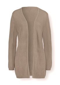 Dames Vest met ribboorden in sesam ,maat 38, WITT, 100% Polyacryl