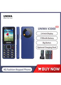UNIWA V2000 4G Fashion Keypad Phone 2.4 Inch Big Button Loud Volume Dual SlM 1700mAh Russia Keyboard Feature Phones for Elderly