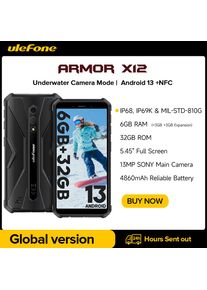 Ulefone Armor X12 Rugged Phone, Android 13 Smartphone, Up to 6GB RAM, 32GB ROM, 4860mAh, 13MP, 5.45", 4G, NFC, Global Phone