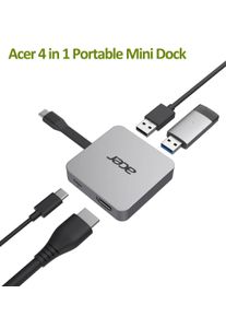 Acer 4in1 Type C draagbare minidock dongle | Zilver