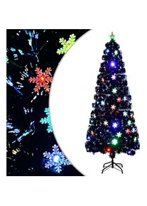 Sapin de Noël et flocons de neige LED Noir 240 cm Fibre optique vidaXL