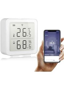 Capteur de Température Sans Fil Tuya WiFi,Thermomètre Hygromètre Numérique LCD,Capteur de Température et D'humidité Intelligent,Compatible avec Alexa