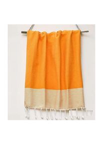 VISIODIRECT - Serviette de plage, Fouta absorbante nid d'abeille coton 100 x 200 cm, 100% coton, coloris orange