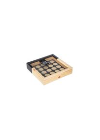 Boite porte 16 capsules en bois naturel et noir couvercle verre 25x25xH5cm