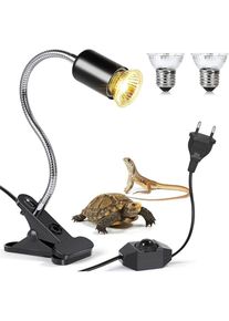 Dolaso - Lampe Chauffante Tortue Lampe Chauffante Terrarium avec 2 Ampoules uva uvb 75W et 75W Lampe Tortue Terrestre avec Pince Pivotante à 360 °