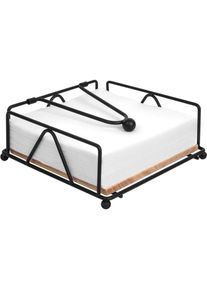 Dolaso - Porte Serviette Table Plat en Métal Noir - Distributeur Serviette Papier avec Barre Lestée - Cadre en Fer avec Base en Bois - Imperméable &