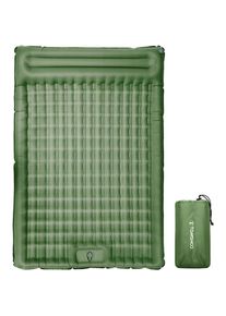 TOMSHOO Gonflable Double coussin de couchage Extra épais 5 pouces tapis de couchage matelas pneumatique avec pompe intégrée, Armée verte - Armée verte