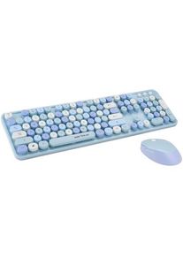 Kit wireless tastatura + mouse Serioux Retro, Albastru