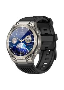 Smartwatch iSEN JA01, AMOLED 1.43inchHD, Glicemie, Apel Bt, Apel SOS, Asist. vocala, Nivel radiatii, EKG, Acid uric, Lipide sange, Masa corporala, Bratara Silicon Negru (Gri)