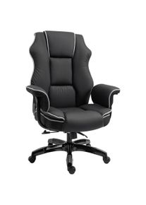 Vinsetto Black Leather Office Chair, High Back Rocking with Reclining Back 360° Swivel Height Adjustable | Aosom Ireland