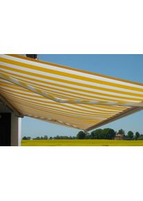 Elektrische Kassetten-Markise T122, Vollkassette Volant 4x3m ~ Polyester Gelb/Weiß