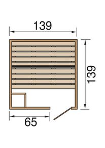 Sauna en bois massif Weka VALIDA, Porte en verre, 139x139 cm
