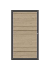Portail jardin bois composite, TraumGarten SYSTEM WPC sable, cadre anthracite, DIN droit