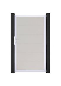 Portail simple GroJa BasicLine PVC pour clôture à lames emboîtables blanc, argent EV1