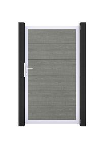 Portail simple GroJa BasicLine PVC pour clôture à lames emboîtables grey ash cut, argent EV1