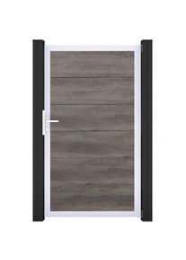 Portail simple GroJa BasicLine PVC pour clôture à lames emboîtables monument oak, argent EV1