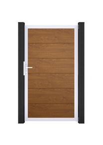 Portail simple GroJa BasicLine PVC pour clôture à lames emboîtables golden oak, argent EV1