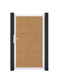 Portail simple GroJa BasicLine PVC pour clôture à lames emboîtables chêne naturel, argent EV1