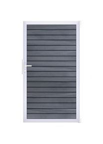 Portail clôture emboîtables GroJa Solid Rhombe en BPC, couleur gris pierre co-extrudé, argent EV1