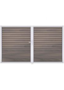 Portail clôture emboîtables GroJa Solid Rhombe en BPC, couleur bi-color co-extrudé, DIN gauche, argent EV1