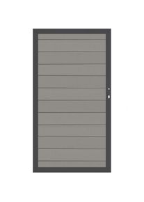 Portail jardin bois composite gris, TraumGarten SYSTEM WPC, cadre anthracite, DIN droit