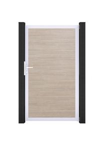 Portillon étroit GroJa BasicLine PVC clôture à lames, couleur sheffield oak, argent EV1