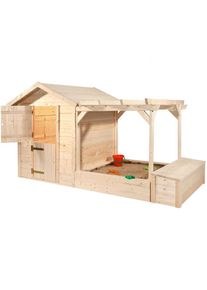 Weka Tabaluga Kinderspielhaus Spielplatz mit Sandkasten, Braun/Natur