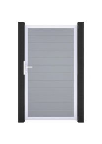 Portillon étroit GroJa BasicLine PVC clôture à lames, couleur gris argent, argent EV1