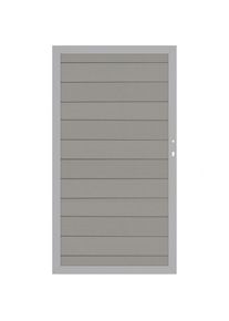 Portail jardin bois composite gris, TraumGarten SYSTEM WPC, cadre argent, DIN droit
