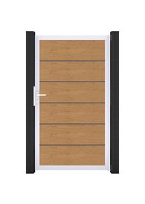 Porte clôture à lames GroJa BasicLine Premium PVC, couleur chêne naturel, argent EV1