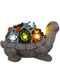 Gotrays - Résine Statue de tortue de jardin extérieur - avec plantes succulente et 7 lampes led à énergie solaire idee cadeau femme homme maman