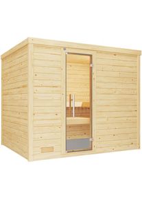 Weka Sauna en bois massif Premium BERGEN set &eacute;conomique, mit 7,5 kW BioS Ofen, 248x198 cm,Porte en verre & &eacute;l&eacute;ment de fen&ecirc;tre