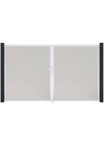 Portail double GroJa BasicLine PVC pour clôture emboîtables, couleur blanc, DIN gauche, argent EV1