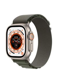 Smartwatch Apple Watch Ultra Cellular, ecran LTPO OLED, Bluetooth, Wi-Fi, GPS, Bratara textil S 49mm, Carcasa titanium, Rezistent la apa 10ATM (Verde)