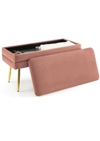 MAISONCHIC - Banc de Rangement en Velours 78 x 36 x 42 cm Capacité 150 kg Cadre en Métal Doré Style Moderne Rose Maison Chic