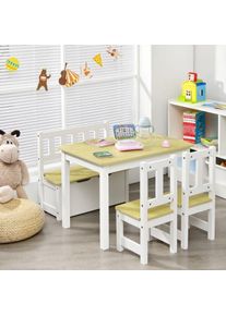 Ensemble Table Chaises Enfant Table 2 Chaises Banc Rangement 2 en 1 Naturel CW56400