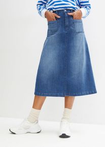 Jupe midi en jean extensible - bleu - taille 40 avec coton - bonprix