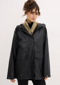 Veste de pluie avec doublure peluche en matière imperméable - noir - taille 46 - bonprix