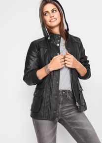 Veste enduite à capuche - noir - taille 36 - bonprix