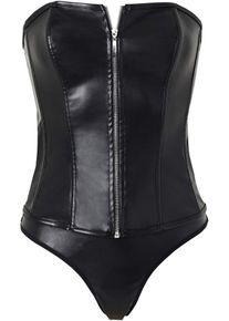 Guêpière + string (Ens. 2 pces.) - noir - taille 38/40 (S) - synthétique imitation cuir - bonprix