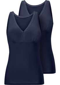 wäschepur Damen BH-Hemd mit elastischem Zierband marine Größe 40
