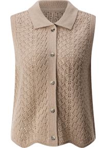 Dames Mouwloos vest met ajourpatroon sesam Maat 38