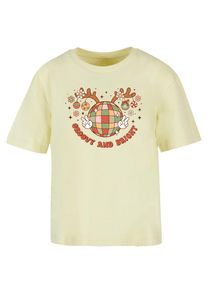 F4NT4STIC Dames Oversized shirt 'Groovy And Bright Christmas Disco Deer' geel / gemengde kleuren L